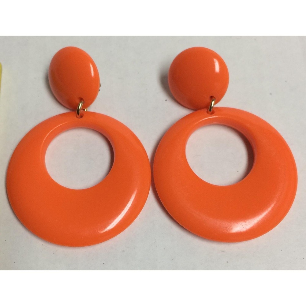 VTG Traditional Flamenco Small Hoop Earrings NOS - Orange